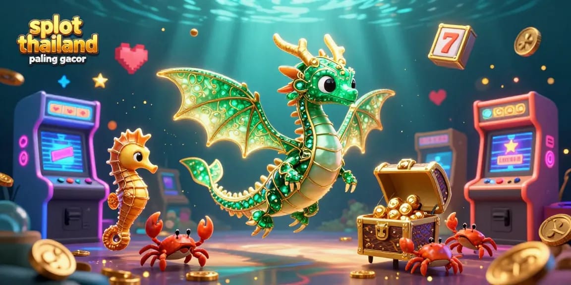 Spin and win at slot thailand paling gacor with vibrant 3D casino illustration showcasing dragons and magical game elements.