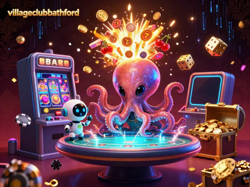 Experience thrilling gameplay at villageclubbathford with a vibrant 3D casino scene featuring an alien octopus and jackpot excitement.