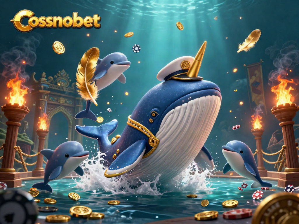 Engage with cosmobet and experience vibrant 3D casino fun featuring whales, dolphins, and poker chips.