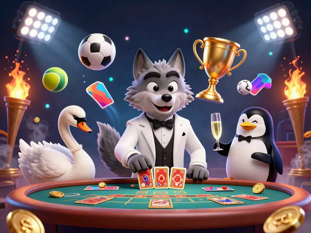 Engage with sumseltoto's exciting gaming atmosphere at a baccarat table with dynamic characters.