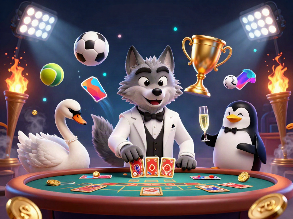 Engage with sumseltoto's exciting gaming atmosphere at a baccarat table with dynamic characters.