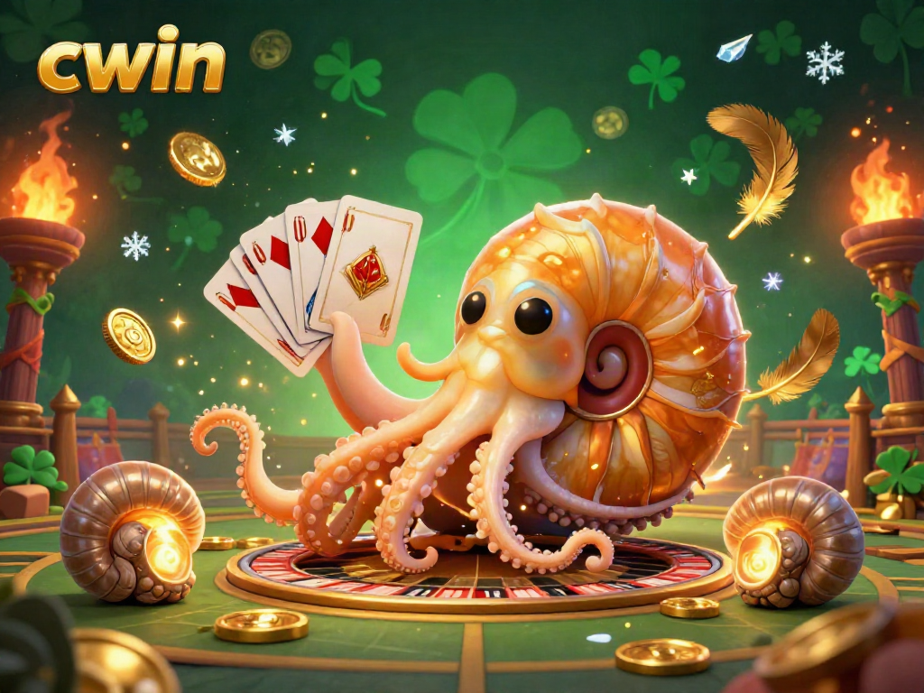 Experience thrilling gameplay at CWIN with a vibrant, dynamic scene featuring a giant nautilus and colorful casino elements.