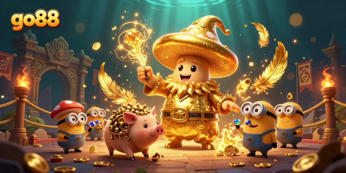 Experience thrilling gameplay at go88 with vibrant casino elements, colorful characters, and treasure.